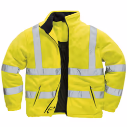 Portwest Mens Lined Hi Vis Fleece Jacket (Pack of 2) - M, Yellow