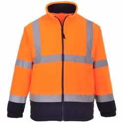 Portwest Mens Lined Hi Vis Fleece Jacket (Pack of 2) - XL, Orange/ Navy