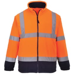 Portwest Mens Lined Hi Vis Fleece Jacket (Pack of 2) - XL, Orange/ Navy