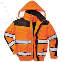 Portwest Mens High Visibility Classic All Weather Bomber Jacket (Pack of 2) - S, Orange/ Black