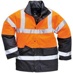 Portwest Unisex Hard-wearing Hi Vis Traffic Jacket / Safetywear / Workwear (Pack of 2) - XL, Orange/Navy