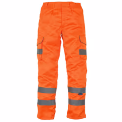 Yoko Mens Hi Vis Polycotton Cargo Trousers With Knee Pad Pockets (Pack of 2) - 28R, Orange