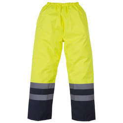 Yoko Mens Hi Vis Waterproof Overtrousers (Pack of 2) - M, Yellow/ Navy