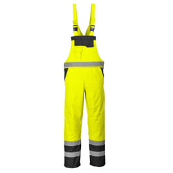 Portwest Unisex Contrast Hi Vis Bib And Brace Coveralls - Unlined (S488) / Workwear (Pack of 2) - S, Yellow/ Navy
