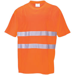 Portwest Cotton Comfort Reflective Safety T-Shirt (Pack of 2) - M, Orange