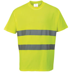 Portwest Cotton Comfort Reflective Safety T-Shirt (Pack of 2) - S, Yellow