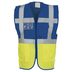 Yoko Hi-Vis Premium Executive/Manager Waistcoat / Jacket (Pack of 2) - XL, Hi Vis Yellow/Royal Blue