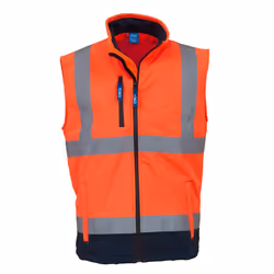 Yoko Mens Hi Vis Softshell Bodywarmer / Workwear (Pack of 2) - M, Hi Vis Orange/Navy