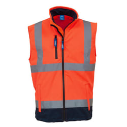 Yoko Mens Hi Vis Softshell Bodywarmer / Workwear (Pack of 2) - M, Hi Vis Orange/Navy