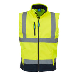 Yoko Mens Hi Vis Softshell Bodywarmer / Workwear (Pack of 2) - XL, Hi-Vis Yellow/Navy