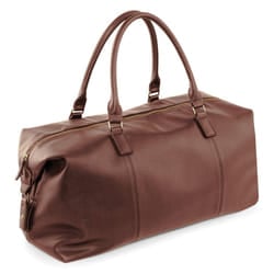 Quadra NuHude Faux Leather Weekender Holdall Bag (Pack of 2) - One Size, Tan