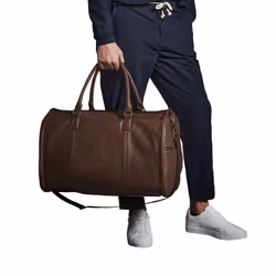 Quadra NuHude Faux Leather Weekender Holdall Bag (Pack of 2) - One Size, Tan