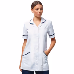 Premier Ladies/Womens Vitality Medical/Healthcare Work Tunic (Pack of 2) - 14, White/ Navy