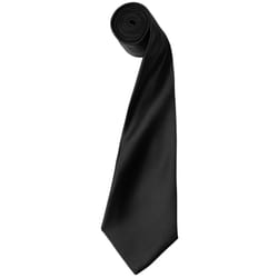 Premier Mens Plain Satin Tie (Narrow Blade) (Pack of 2) - One Size, Black