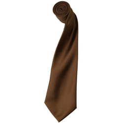 Premier Mens Plain Satin Tie (Narrow Blade) (Pack of 2) - One Size, Brown