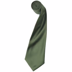 Premier Mens Plain Satin Tie (Narrow Blade) (Pack of 2) - One Size, Olive