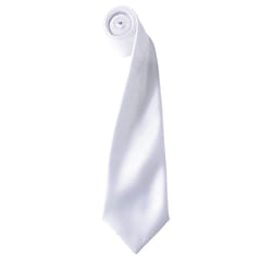 Premier Mens Plain Satin Tie (Narrow Blade) (Pack of 2) - One Size, White