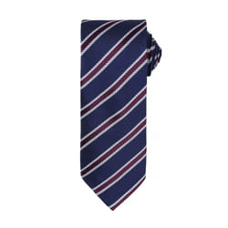Premier Mens Waffle Stripe Formal Business Tie (Pack of 2) - One Size, Navy/Aubergine