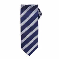 Premier Mens Waffle Stripe Formal Business Tie (Pack of 2) - One Size, Navy/Silver
