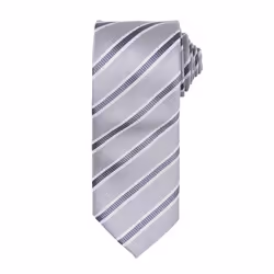 Premier Mens Waffle Stripe Formal Business Tie (Pack of 2) - One Size, Silver/Dark Grey