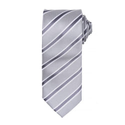 Premier Mens Waffle Stripe Formal Business Tie (Pack of 2) - One Size, Silver/Dark Grey