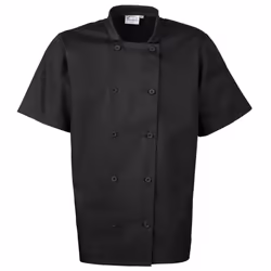 Premier Unisex Short Sleeved Chefs Jacket / Workwear (Pack of 2) - XL, Black