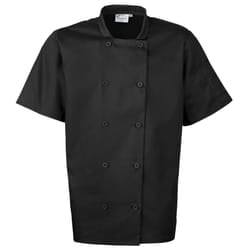 Premier Unisex Short Sleeved Chefs Jacket / Workwear (Pack of 2) - XL, Black