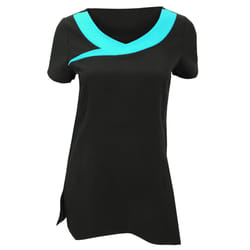 Premier Womens/Ladies Ivy Beauty And Spa Tunic (Contrast Neckline) (Pack of 2) - 6, Black/ Turquoise