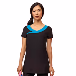 Premier Womens/Ladies Ivy Beauty And Spa Tunic (Contrast Neckline) (Pack of 2) - 6, Black/ Turquoise