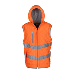 Yoko Unisex Adults Hi Vis Kensington Hooded Gilet (Pack of 2) - XL, Orange
