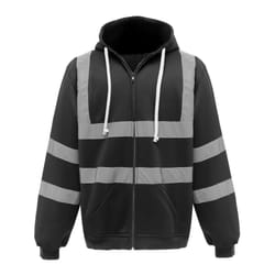 Yoko Mens Hi Visibility Full Zip Reflective Work Hoodie - XL, Black