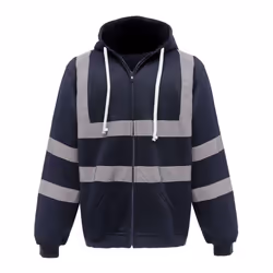 Yoko Mens Hi Visibility Full Zip Reflective Work Hoodie - 2XL, Navy