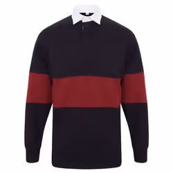 Front Row Adults Unisex Panelled Tag Free Rugby Shirt - S, Navy/Burgundy