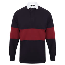 Front Row Adults Unisex Panelled Tag Free Rugby Shirt - S, Navy/Burgundy
