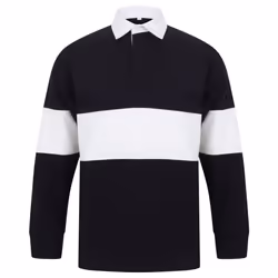 Front Row Adults Unisex Panelled Tag Free Rugby Shirt - S, Navy/White