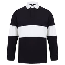 Front Row Adults Unisex Panelled Tag Free Rugby Shirt - XL, Navy/White