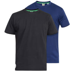 Duke Mens Fenton Kingsize D555 Round Neck T-shirts (Pack Of 2) - 3XL, Black/Navy