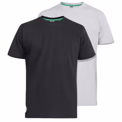 Duke Mens Fenton Kingsize D555 Round Neck T-shirts (Pack Of 2) - 4XL, Black/Grey
