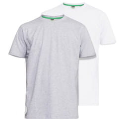 Duke Mens Fenton Kingsize D555 Round Neck T-shirts (Pack Of 2) - 2XL, Grey/White