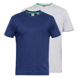 Duke Mens Fenton Kingsize D555 Round Neck T-shirts (Pack Of 2) - 2XL, Navy/Grey