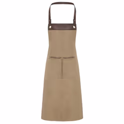 Premier Espresso Bib Apron - One Size, Khaki/Brown Denim