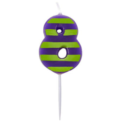 Amscan Number Candle - 7.6cm, 8 - Purple/Green