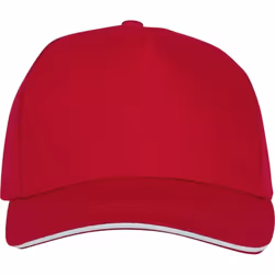 Bullet Unisex Ceto 5 Panel Sandwich Cap - One Size, Red
