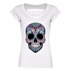 , White) Grindstore Ladies/Womens Amaranthine Sugar Skull Razor Back T-Shirt - Medium (UK 10-12