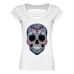 , White) Grindstore Ladies/Womens Amaranthine Sugar Skull Razor Back T-Shirt - Medium (UK 10-12