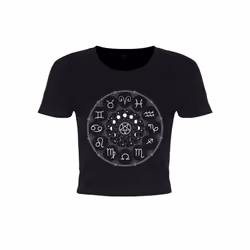 , Black) Grindstore Womens/Ladies Zodiac Pentagram Crop Top - Large (UK 12-14