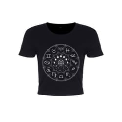 , Black) Grindstore Womens/Ladies Zodiac Pentagram Crop Top - Large (UK 12-14