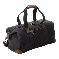 Quadra Heritage Leather Accented Waxed Canvas Holdall - One Size, Black
