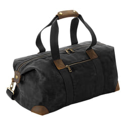 Quadra Heritage Leather Accented Waxed Canvas Holdall - One Size, Black
