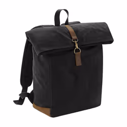 Quadra Heritage Waxed Canvas Leather Accent Backpack - One Size, Black